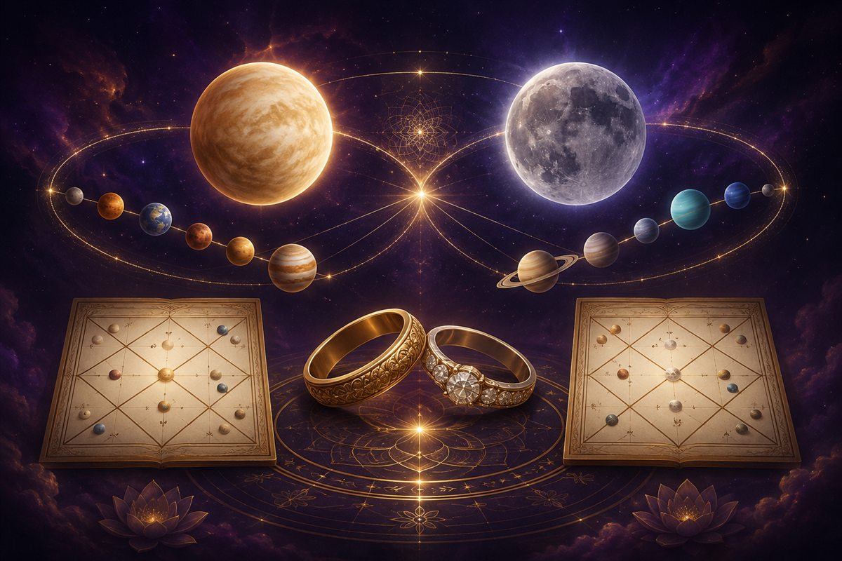 Marriage Astrology consultation setting and symbolic materials