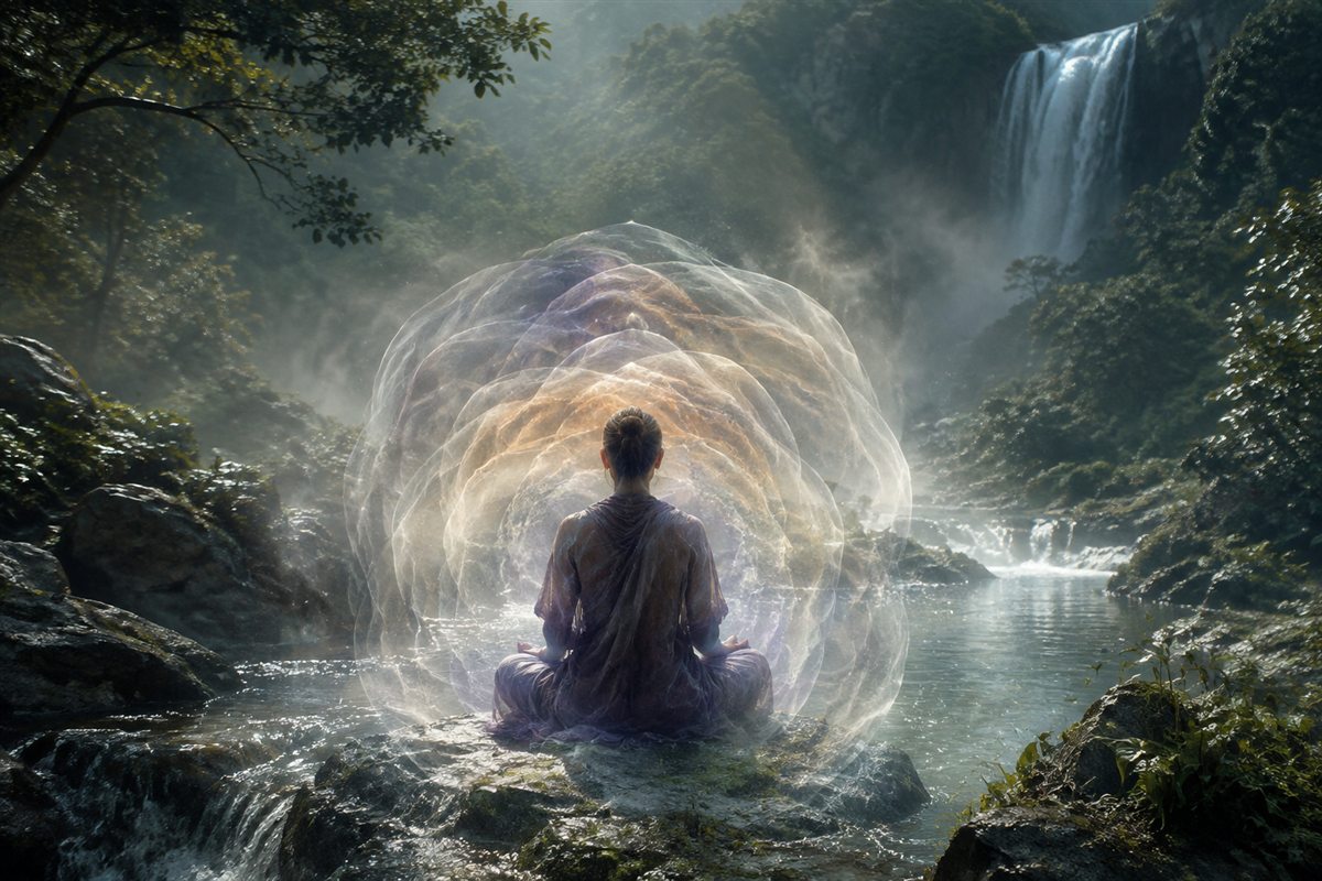 Aura Cleansing consultation setting and symbolic materials