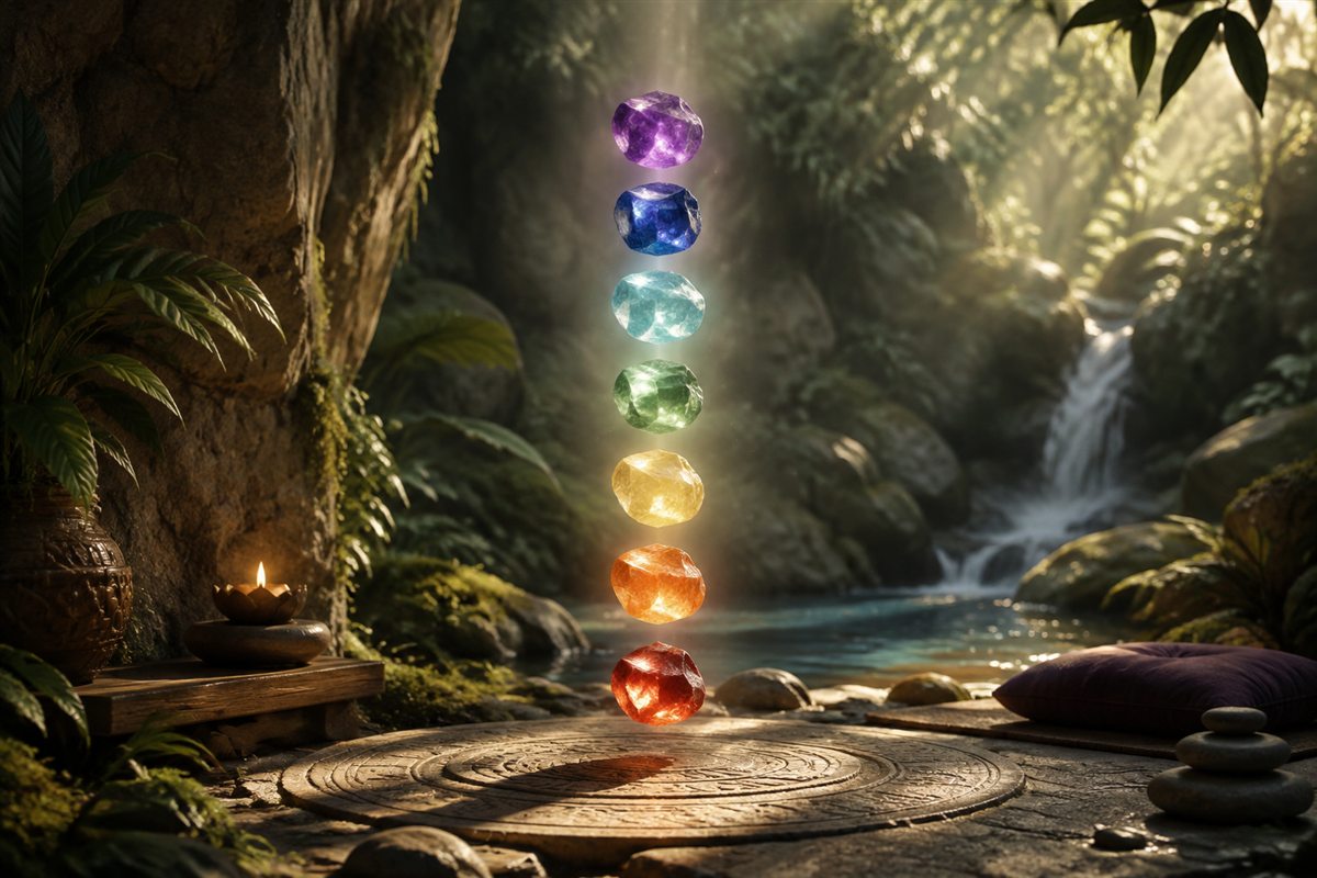 Chakra Healing consultation setting and symbolic materials