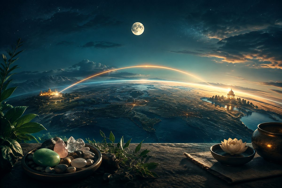 Distance Healing consultation setting and symbolic materials
