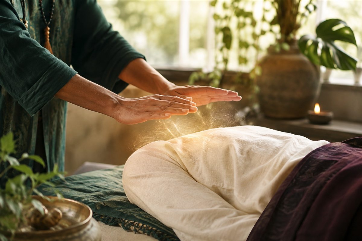 Reiki Healing consultation setting and symbolic materials