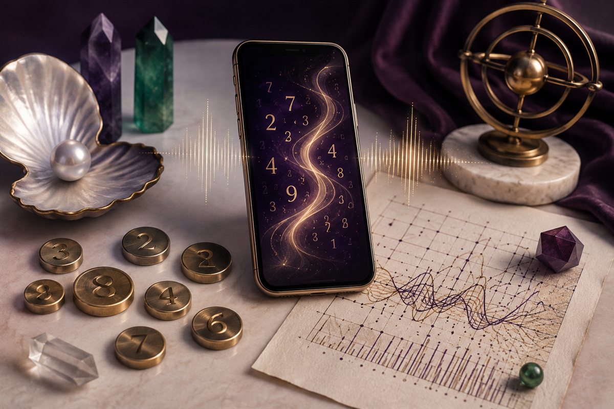 Mobile Number Numerology consultation setting and symbolic materials