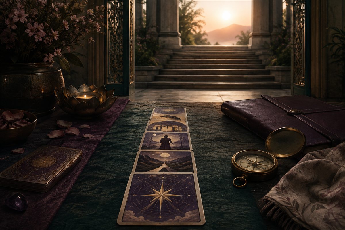 Career Tarot consultation setting and symbolic materials