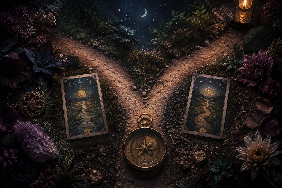 Decision-Making Tarot consultation setting and symbolic materials