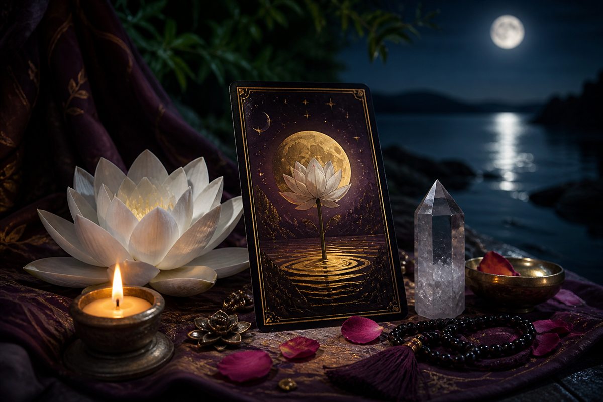 Spiritual Guidance Tarot consultation setting and symbolic materials