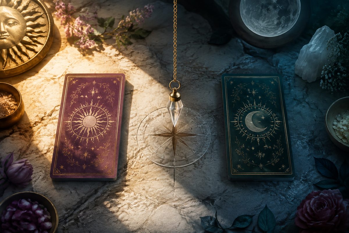 Yes or No Tarot consultation setting and symbolic materials