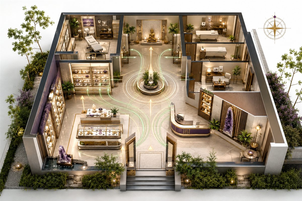 Commercial Vastu consultation setting and symbolic materials