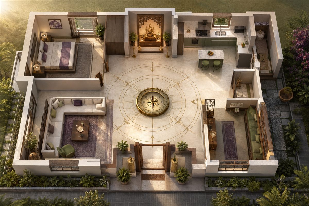 Home Vastu consultation setting and symbolic materials