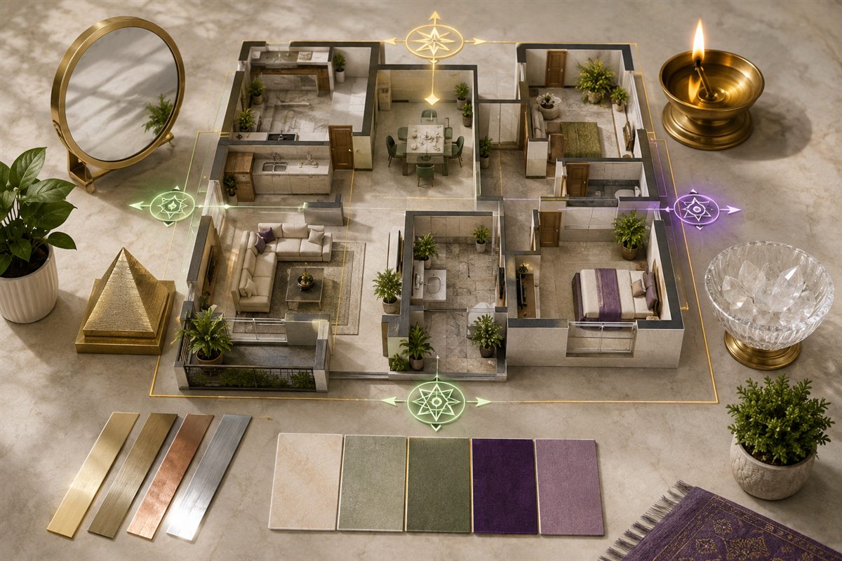 Vastu Remedies consultation setting and symbolic materials